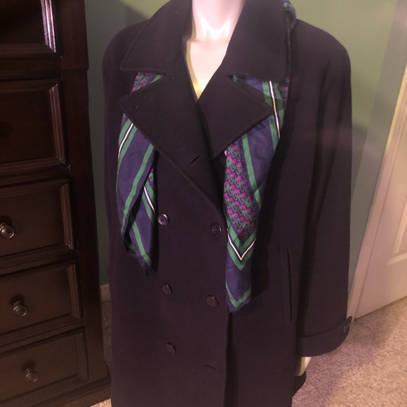 Mallia navy wool blend pea coat Size 16 - Picture 13 of 16